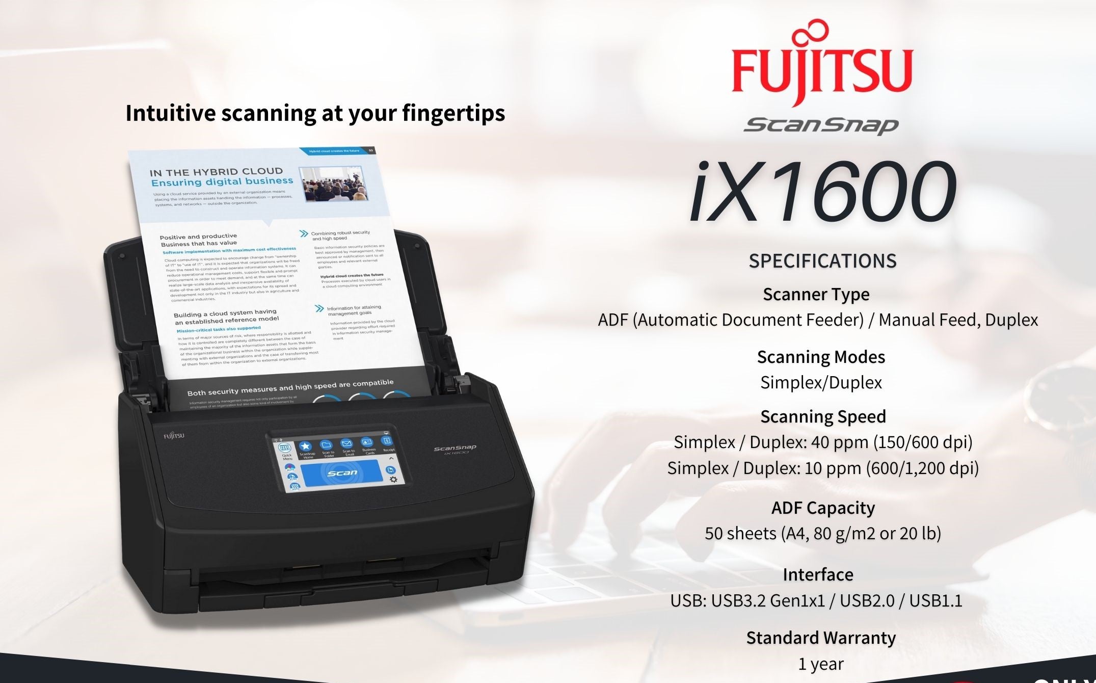 Fujitsu ScanSnap iX1600 Document scanner