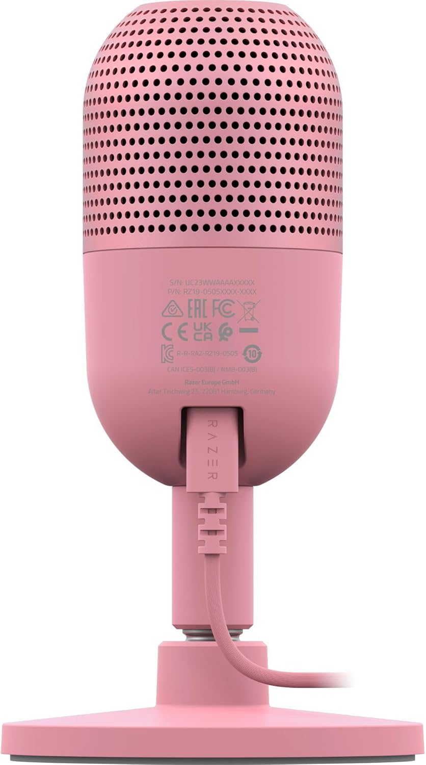 Razer Seiren V3 Mini USB Microphone: Condenser Mic - Supercardioid Pickup Pattern - Tap-to-Mute Sensor with LED Indicator - Shock Absorber - Ultra Compact - PC, Discord, OBS Studio, XSplit