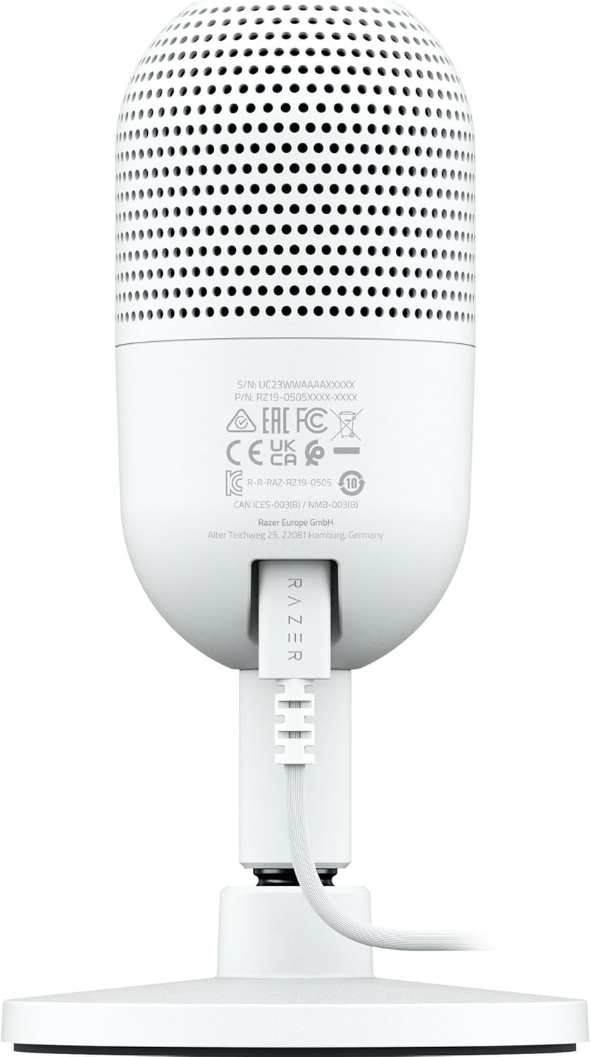 Razer Seiren V3 Mini USB Microphone: Condenser Mic - Supercardioid Pickup Pattern - Tap-to-Mute Sensor with LED Indicator - Shock Absorber - Ultra Compact - PC, Discord, OBS Studio, XSplit