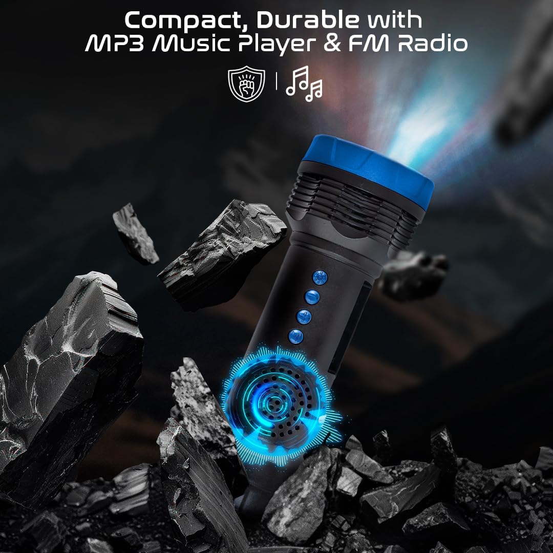 Emergency Rechargeable Flashlight w/ Bluetooth & FM Radio