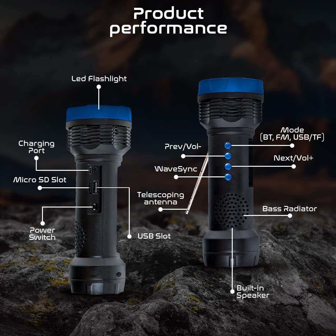Emergency Rechargeable Flashlight w/ Bluetooth & FM Radio