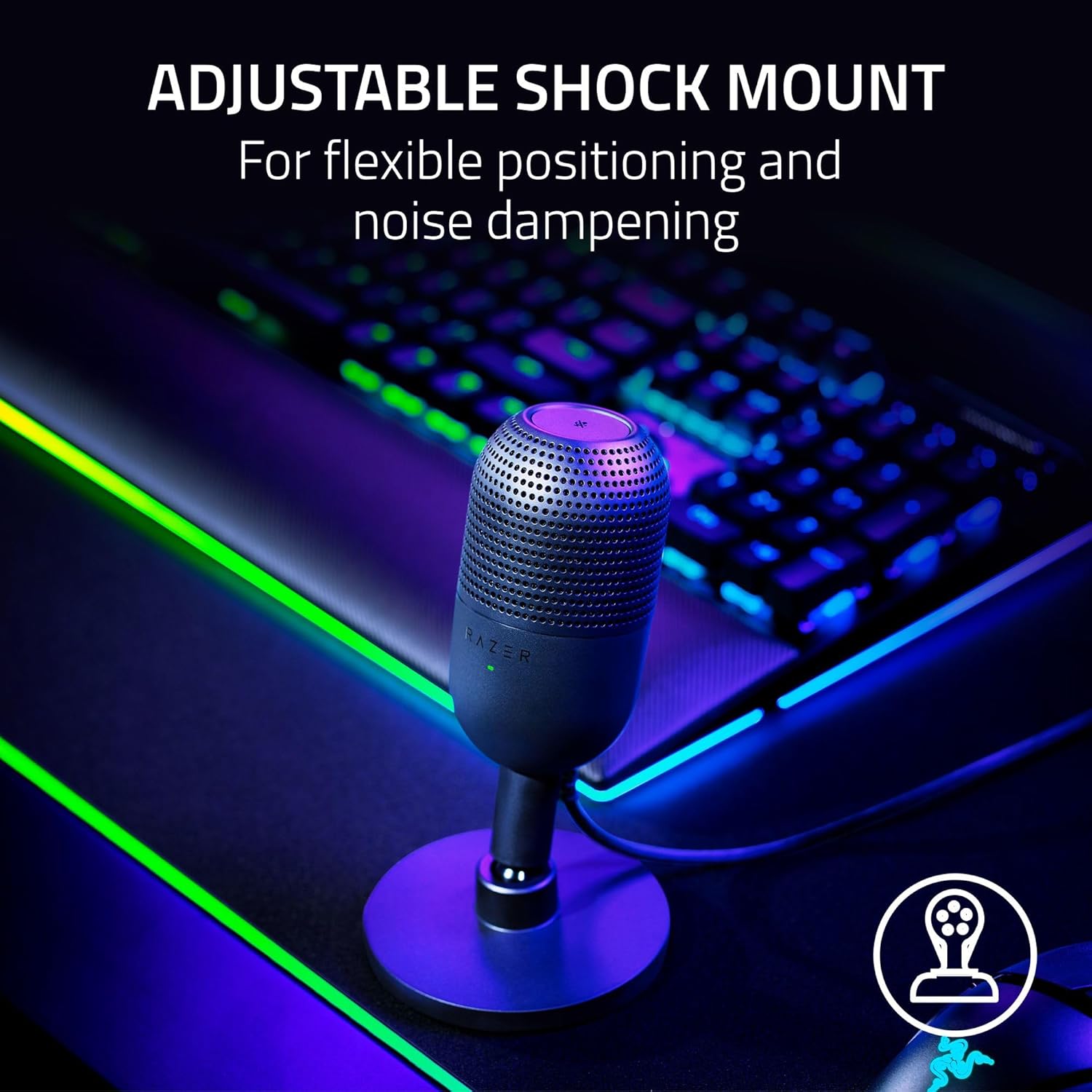 Razer Seiren V3 Mini USB Microphone: Condenser Mic - Supercardioid Pickup Pattern - Tap-to-Mute Sensor with LED Indicator - Shock Absorber - Ultra Compact - PC, Discord, OBS Studio, XSplit