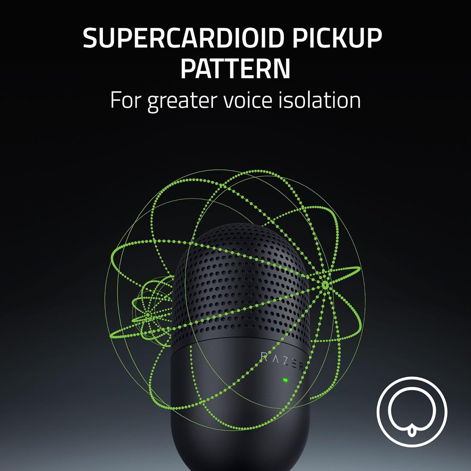 Razer Seiren V3 Mini USB Microphone: Condenser Mic - Supercardioid Pickup Pattern - Tap-to-Mute Sensor with LED Indicator - Shock Absorber - Ultra Compact - PC, Discord, OBS Studio, XSplit