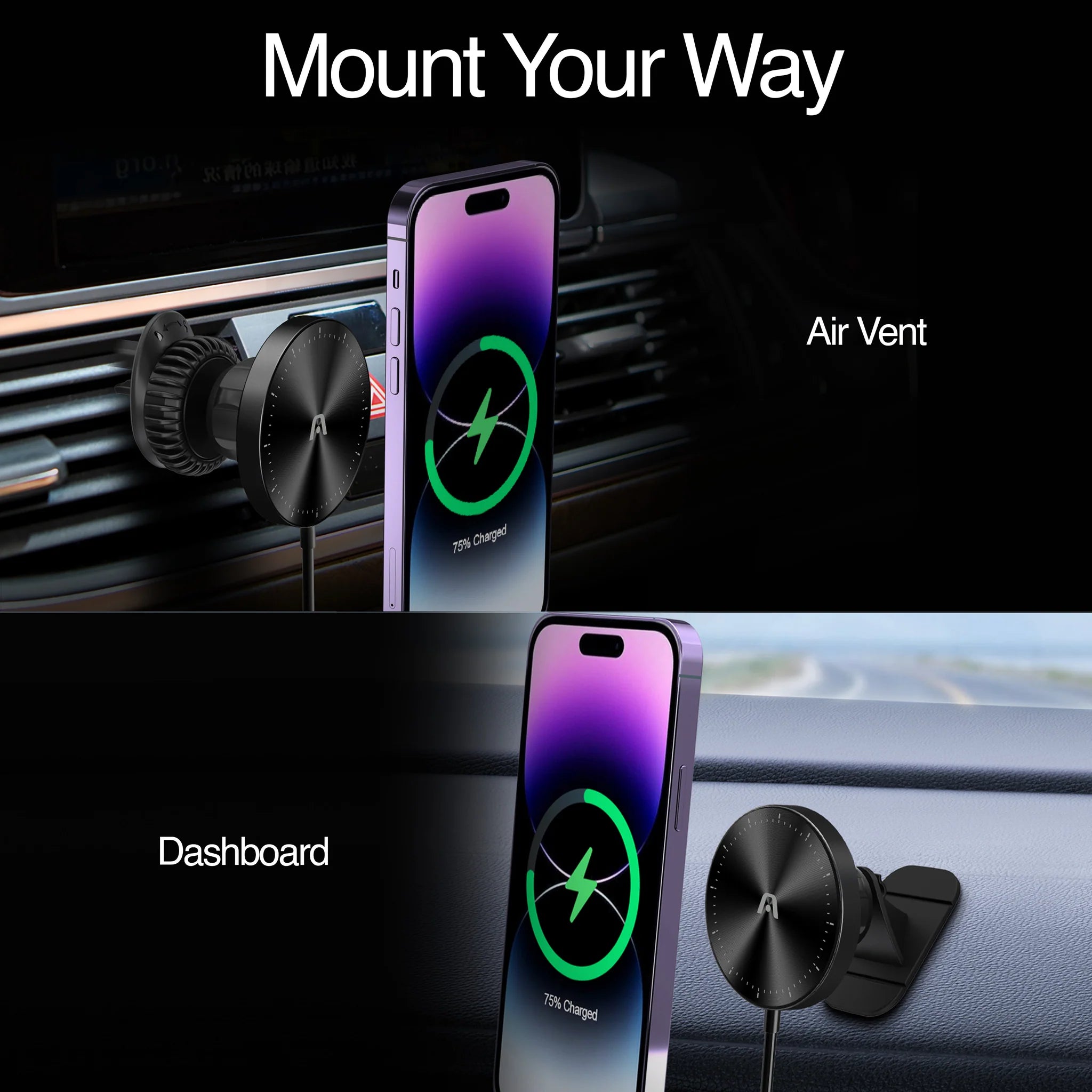 Argom Wireless Fast Charger Car Mount MAGNETIC M4