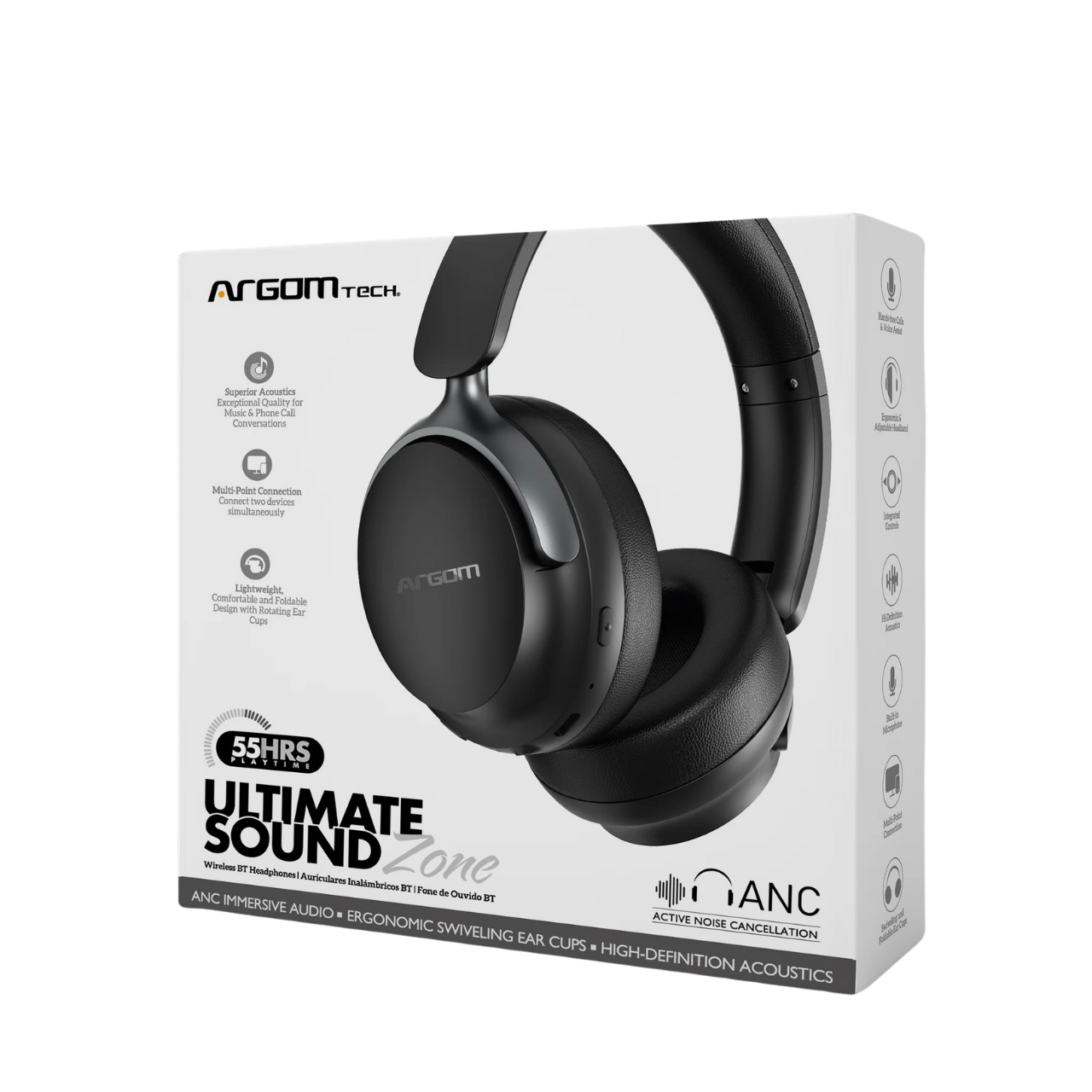 Argom Ultimate Sound Zone BT Headphones (ARG-HS-2682BK)
