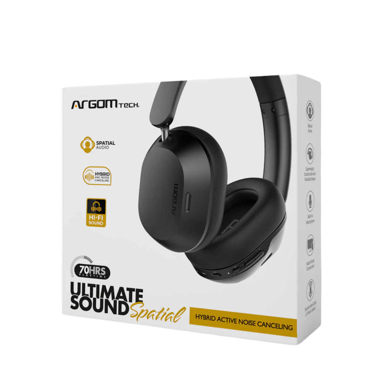 Argom Ultimate Sound Spatial Hybrid ANC BT Headphones (ARG-HS-2690BK)