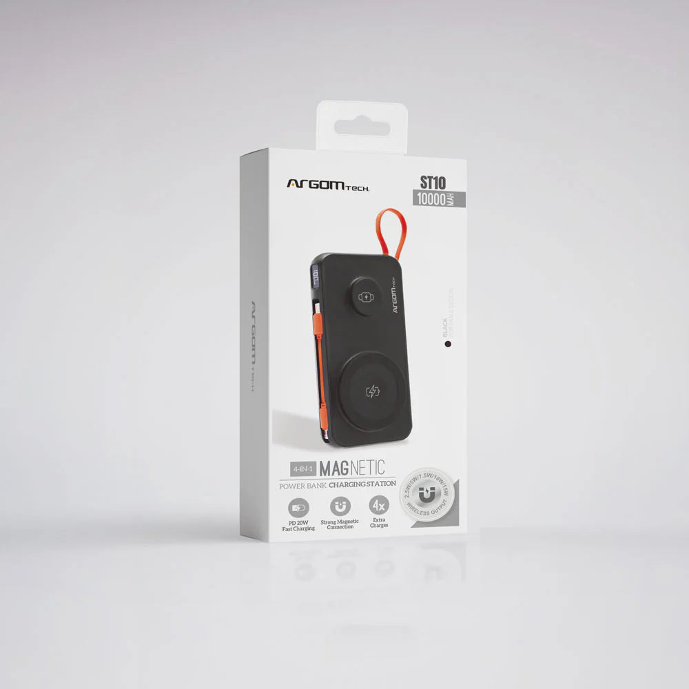 Argom Magnetic ST10 10000mAh 4-in-1 Power Bank (ARG-PB-1164BK)
