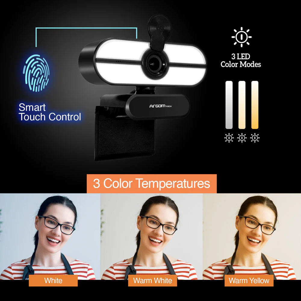 Argom CAM45 Web Cam Full HD 1080P with Microphone & LED