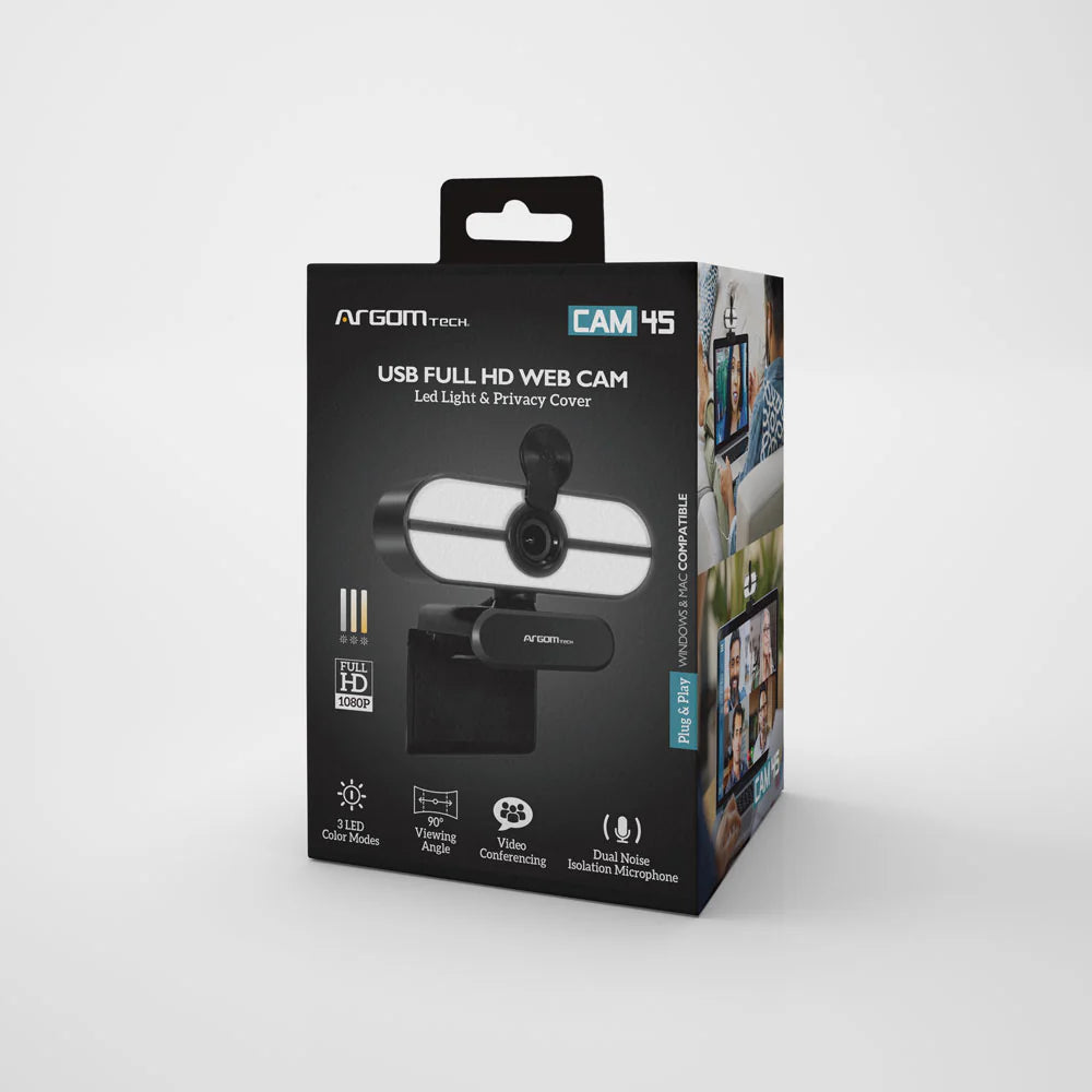 Argom CAM45 Web Cam Full HD 1080P with Microphone & LED