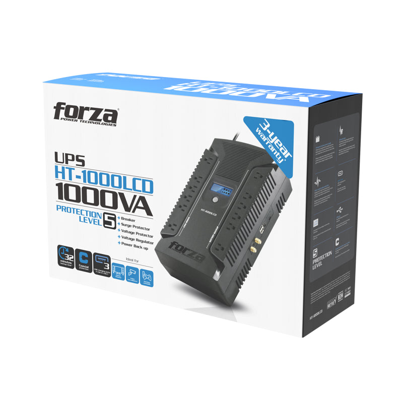 Forza 1000VA/600W, 12 outlet, 120V Interactive UPS (HT-1000LCD)