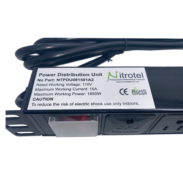 Nitrotel 8-Outlets 19" Horizonthal 1U Mouting 15A Power Distribution Unit (NTPDU081501A2)