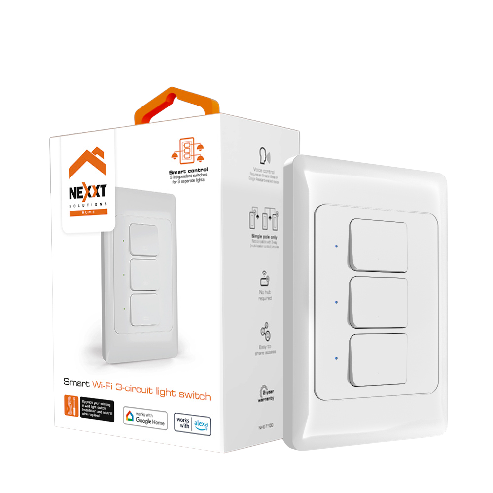Nexxt Smart Wi-Fi 3 Circuit Light Switch (NHE-T100)