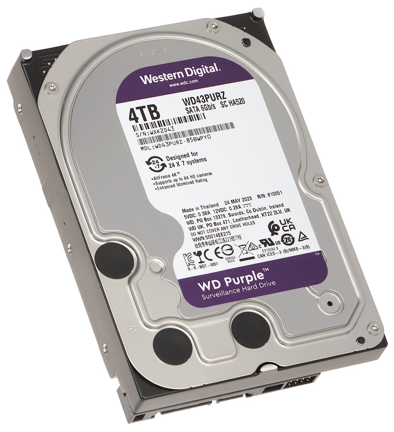 Western Digital 4TB Purple Surveillance Hard Drive
