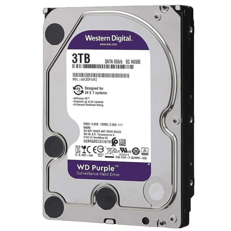 Western Digital 3TB Purple Surveillance Hard Drive