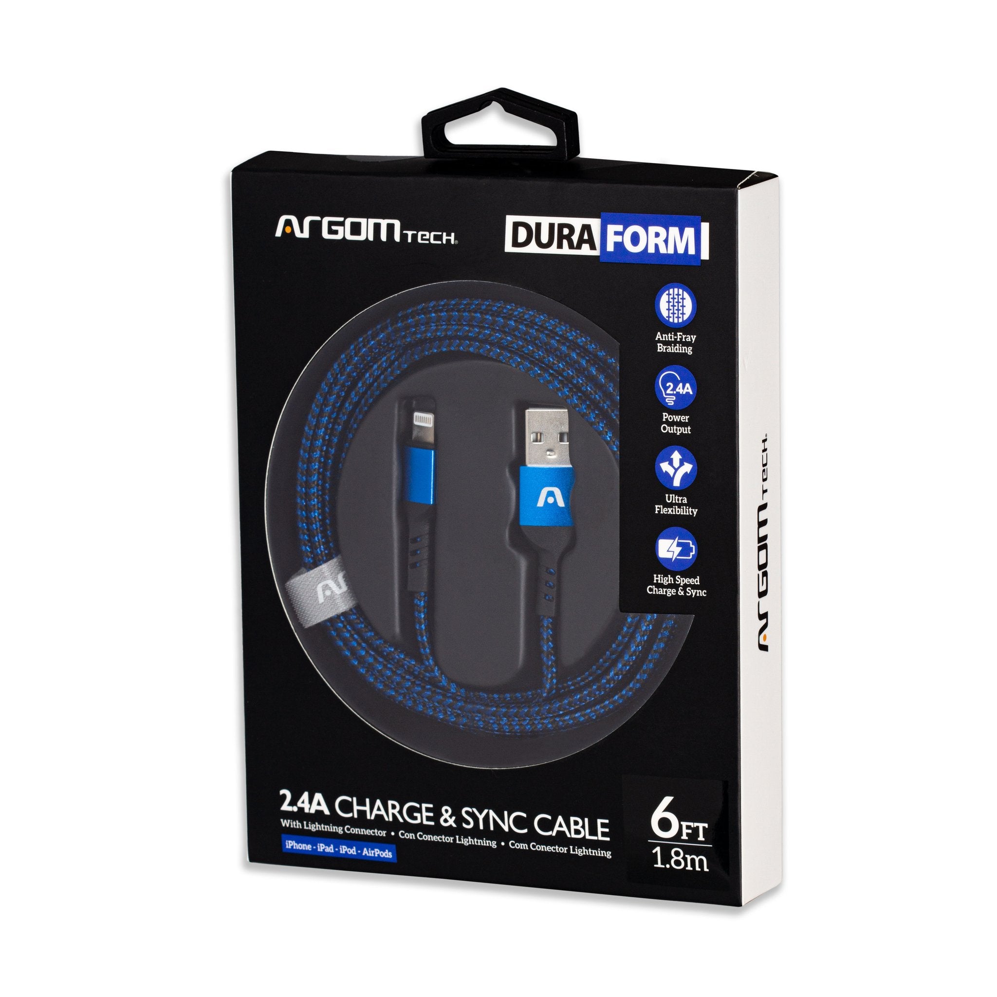 Argom 6ft Dura Form Lightning USB Nylon Braided Cable