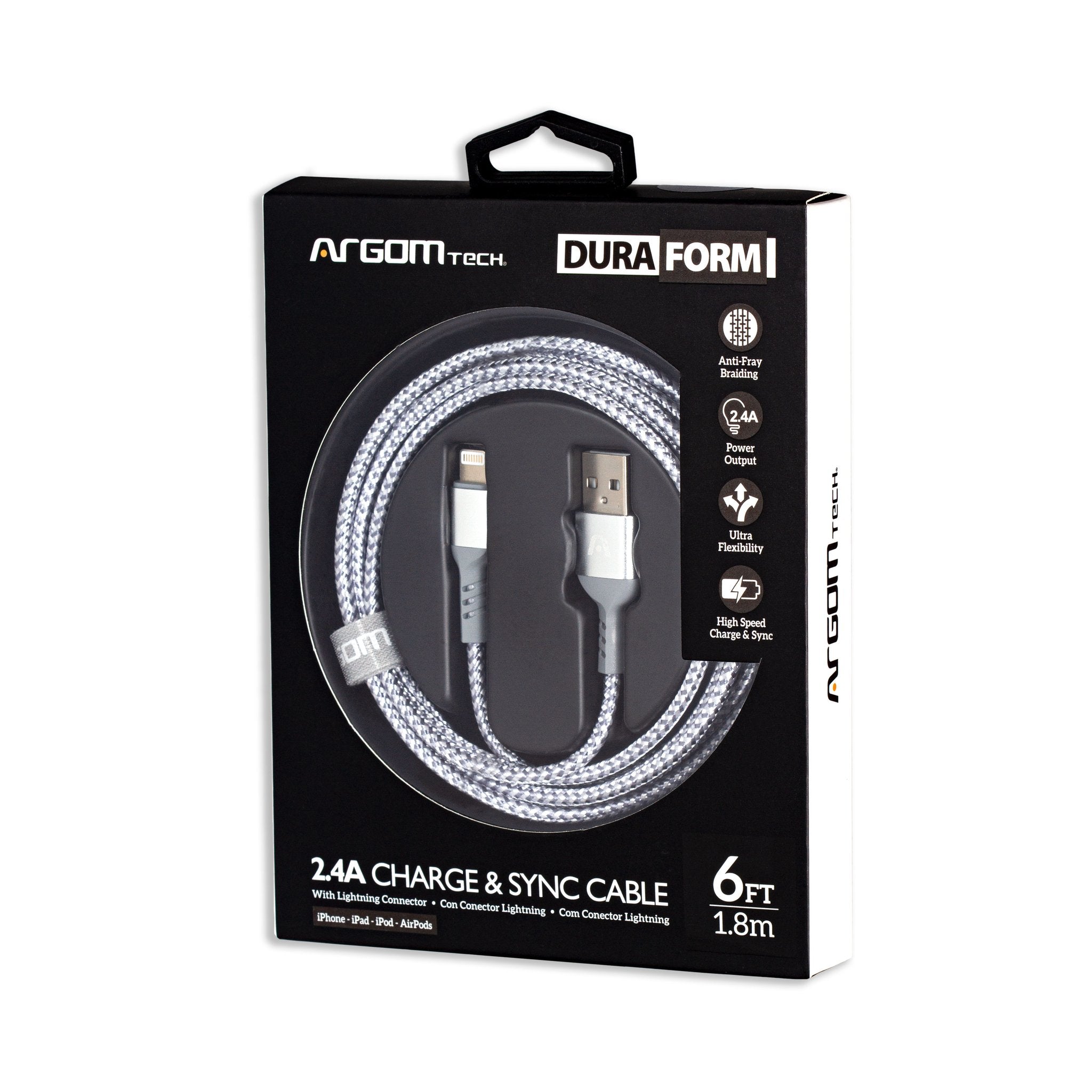 Argom 6ft Dura Form Lightning USB Nylon Braided Cable