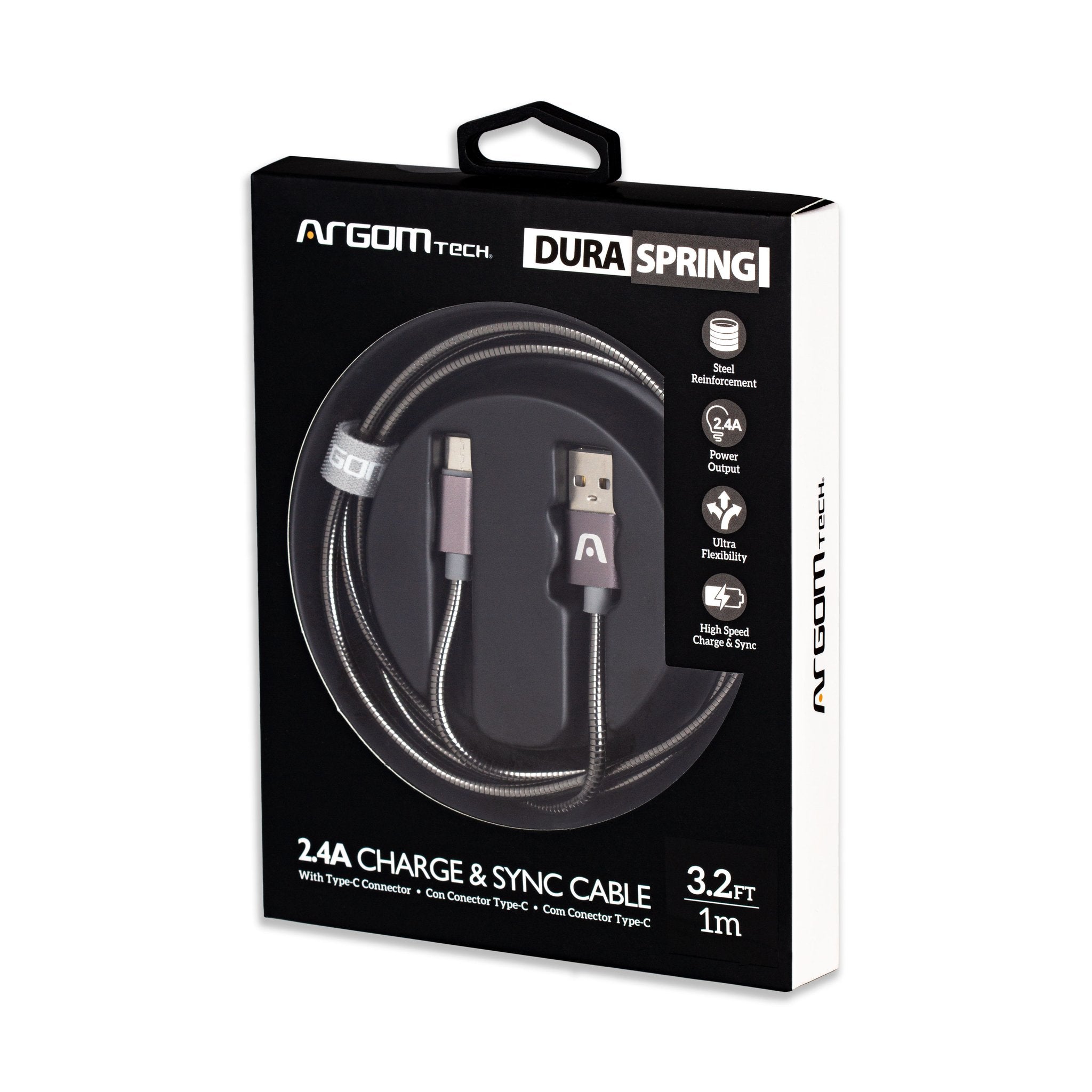Argom 3FT Type-C to USB 2.0 Metal Braided Cable