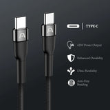 ArgomTech 6ft Type-C to Type-C 65W Nylon DuraSpeed Charging Cable (ARG-CB-0047BK)