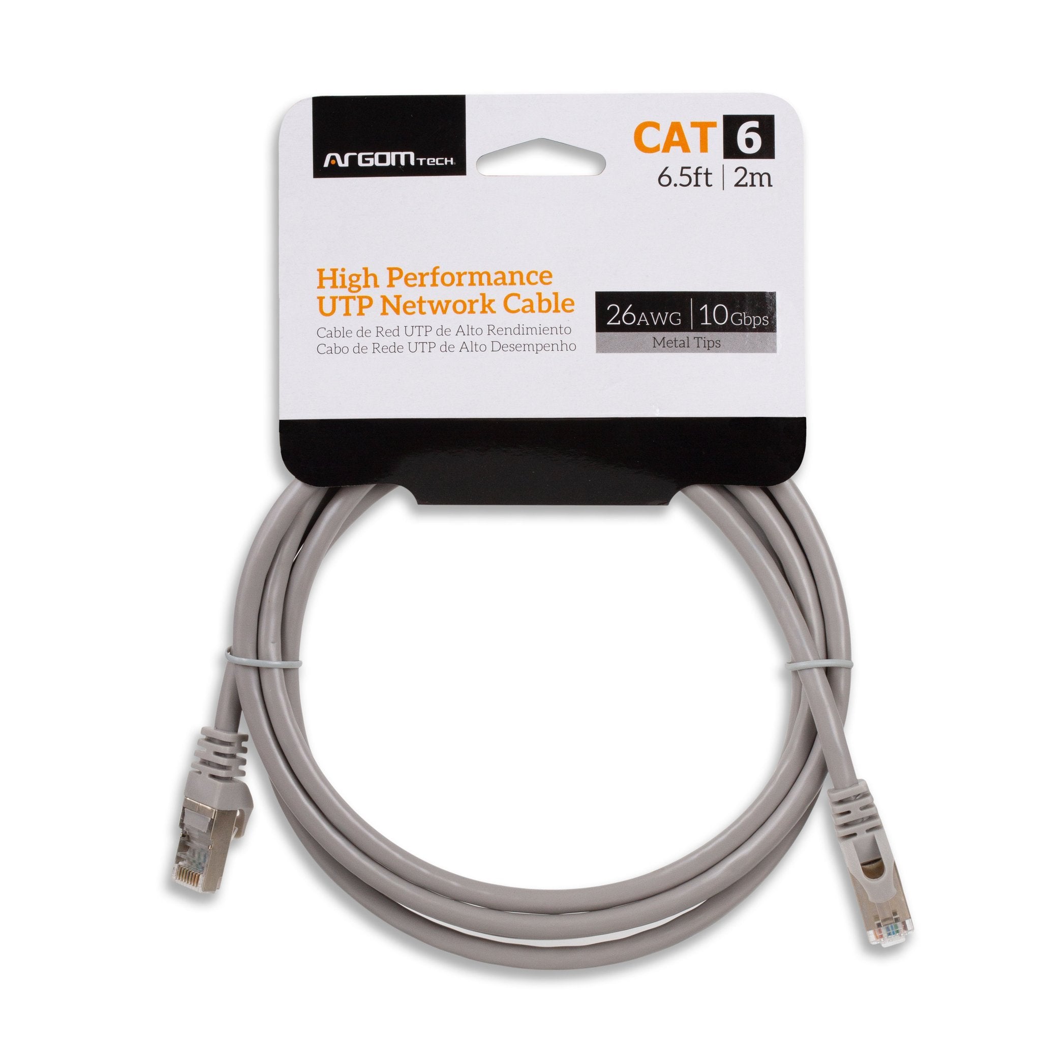 Argom 6.5ft Metal Tip Cat6 Patch Cord