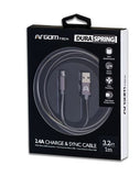 Argom 3ft Metal Spring Braided Micro-USB Cable