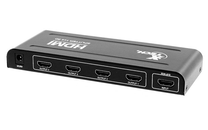 Xtech 4-Way HDMI Splitter with Power (XHA-410)