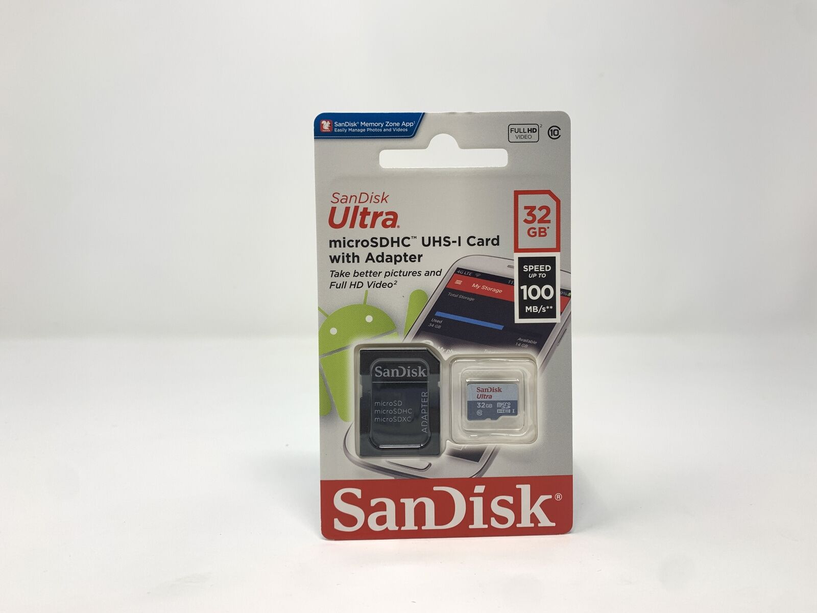 SANDISK 32GB MicroSD Memory + Class 10 Adapter