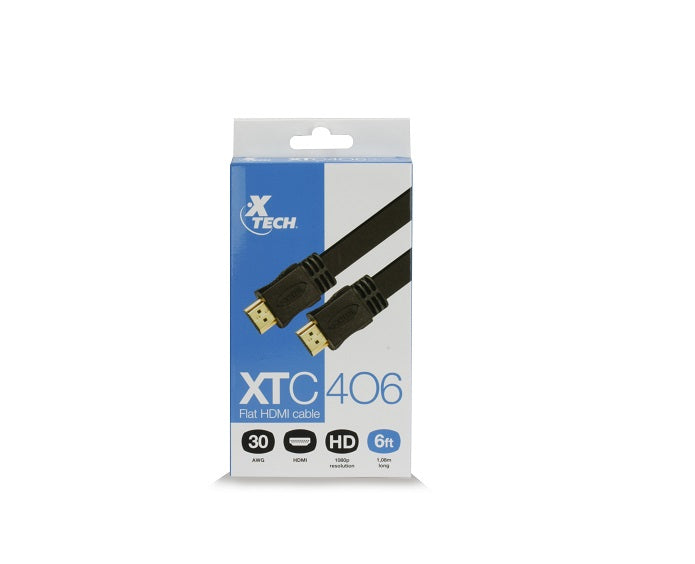 Xtech 6ft Flat HDMI Cable
