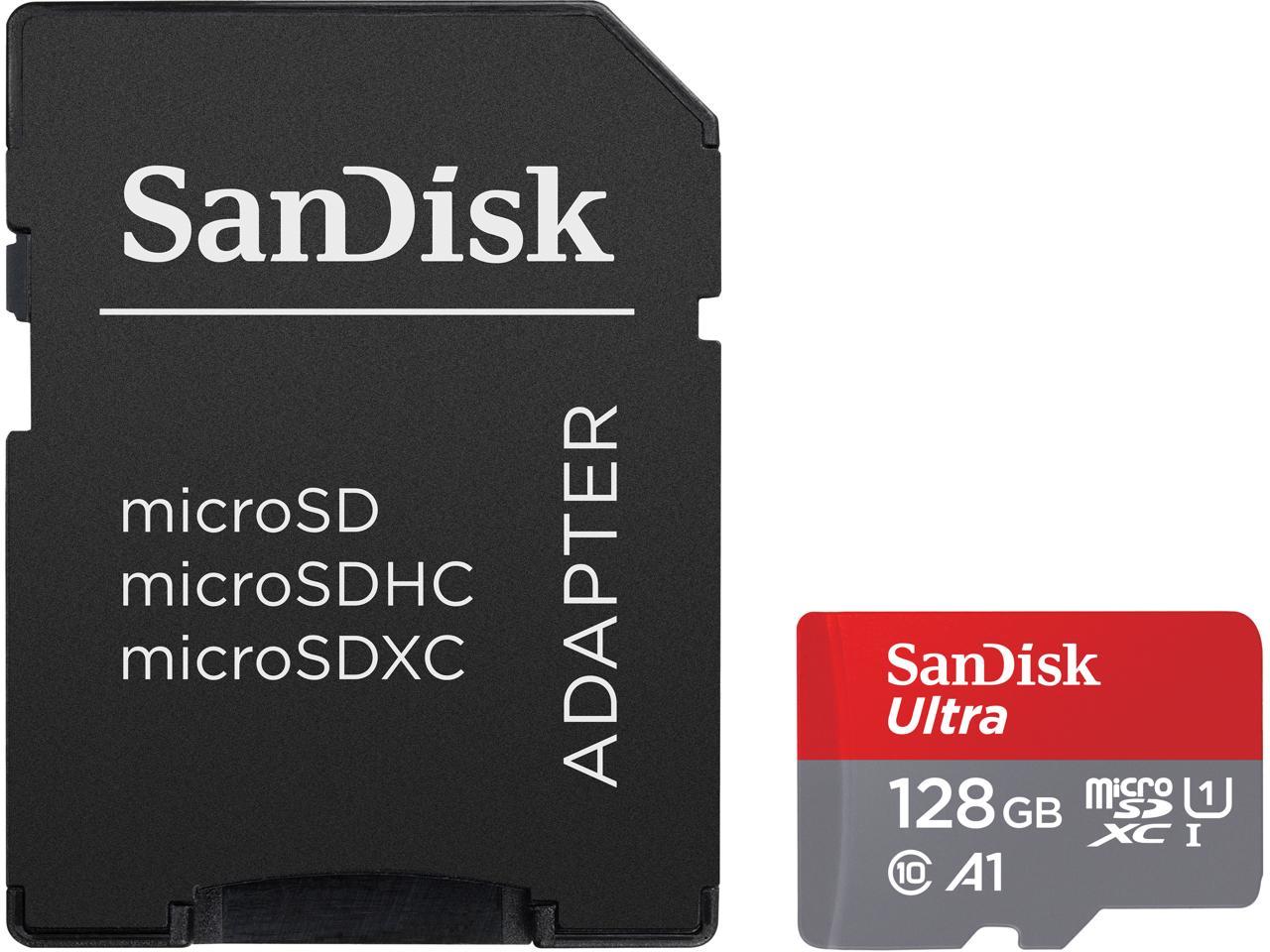 SanDisk 128 GB Ultra Flash Memory Card MicroSDXC - A1 / UHS Class 1 / Class10 (SD Adapter Included)