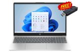 15.6" HP 15-FC0041WM Laptop, 15.6-inch Full HD, AMD Ryzen 5-7520u, 8GB RAM, 512GB SSD, Windows 11, Natural Silver + FREE 64GB Flashdrive