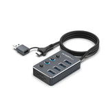 Argom One Axess 2-in-1 Type-C/USB 3.0 to 4-Port USB 3.0 Hub with Switches (ARG-UB-0190)