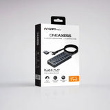 Argom One Axess 2-in-1 Type-C/USB 3.0 to 7-Port USB 3.0 Hub with Switches