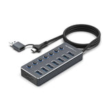 Argom One Axess 2-in-1 Type-C/USB 3.0 to 7-Port USB 3.0 Hub with Switches