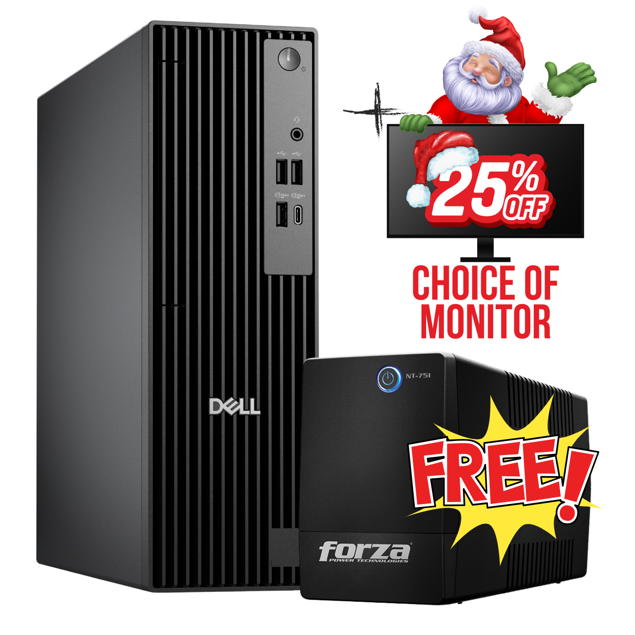 Dell Pro Slim i5, 8GB, 512GB SSD Desktop Bundle + FREE Forza 750VA UPS and 25% OFF Monitor of Choice