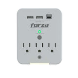 Forza 3 Outlet Wall Tap Surge Protector USB/USB-C Ports, 120V