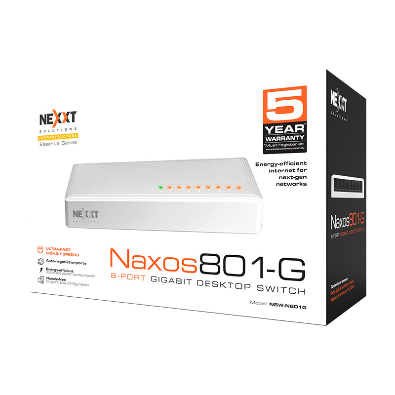 Nexxt Naxos801-G Essential 8-port Gigabit desktop Switch (NSW-N801G)