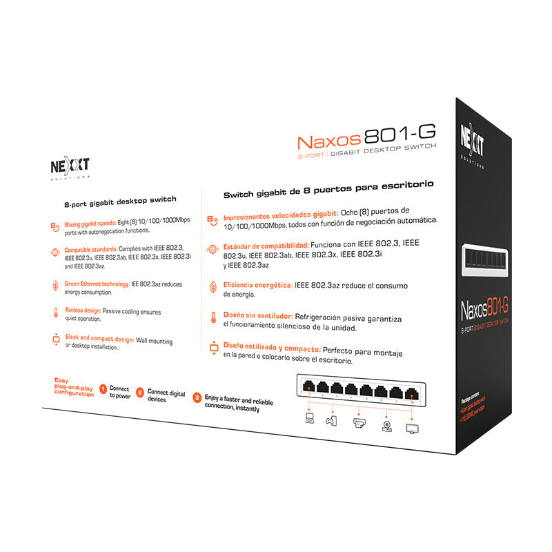 Nexxt Naxos801-G Essential 8-port Gigabit desktop Switch (NSW-N801G)
