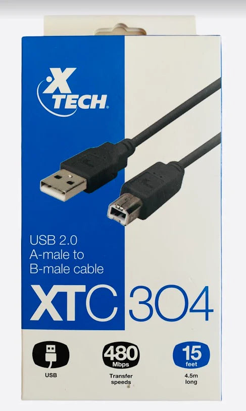 Xtech 15ft USB 2.0 A-male to B-male cable XTC-304
