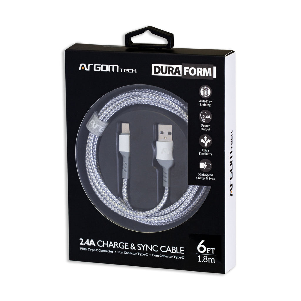Argom 6ft Dura Form USB-C Nylon Braided Charge Cable – GS-COM