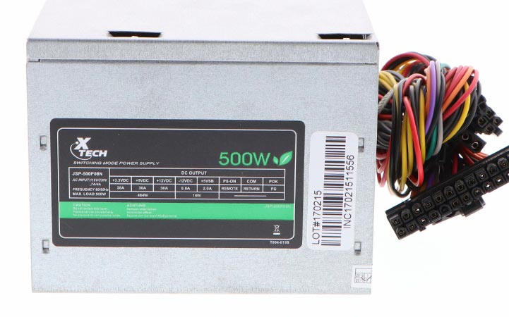Xtech 500W Power Supply with 2 SATA connectors